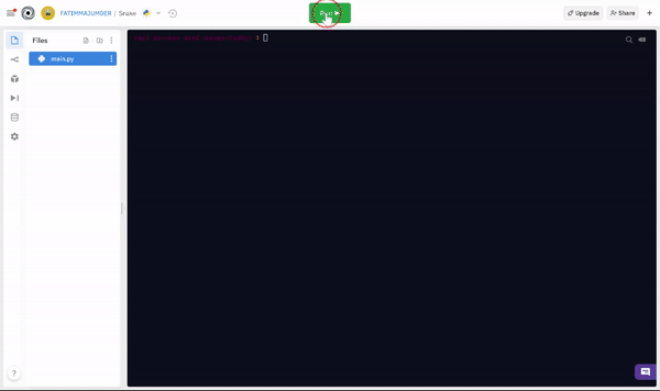 Snake game and demo in repl.it